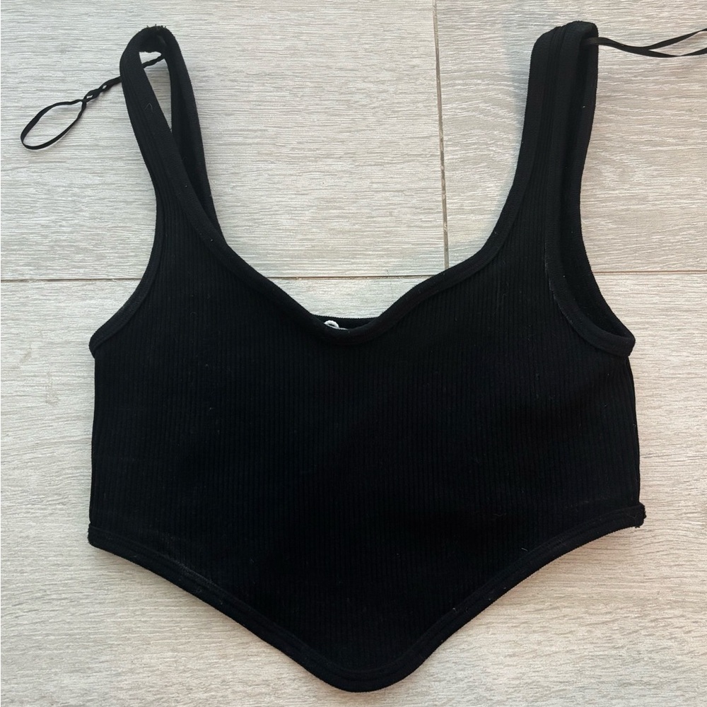 ZARA BLACK RIBBED CROP TOP